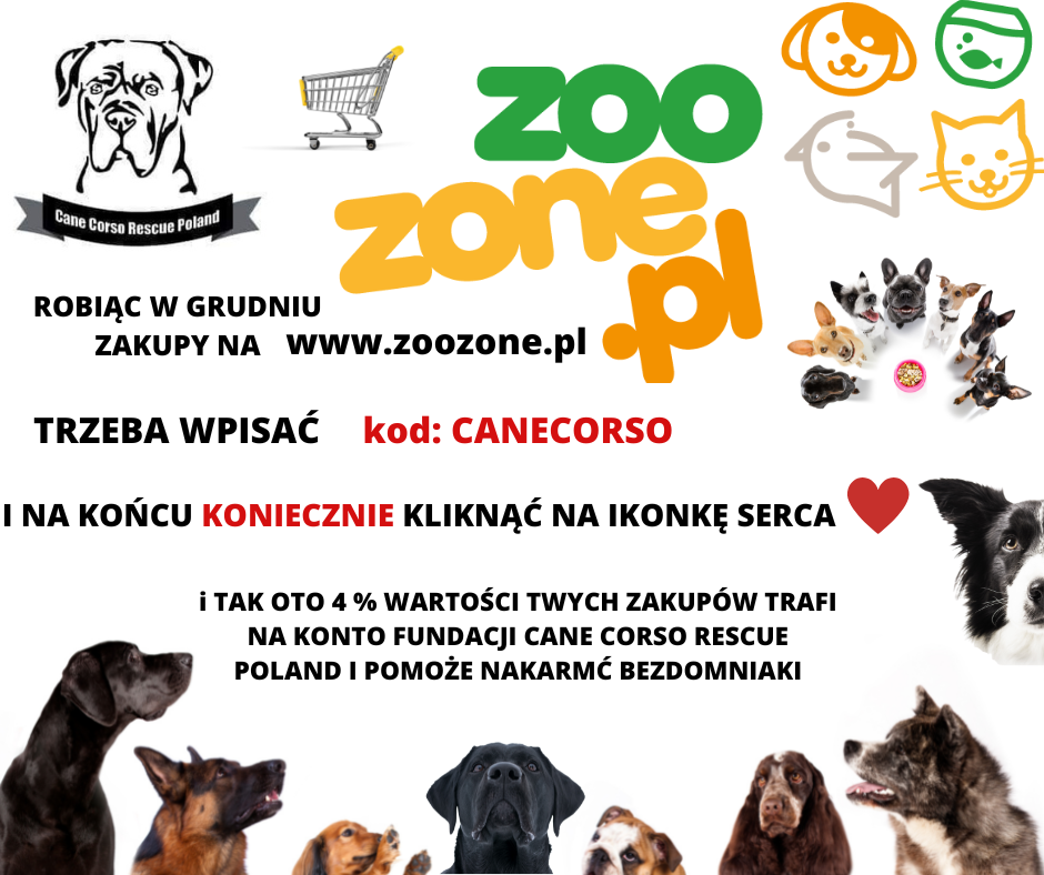 Zakupy  w Grudniu na  www.zoozone.pl pomogą zapełnić brzuszki naszym podopiecznym :)